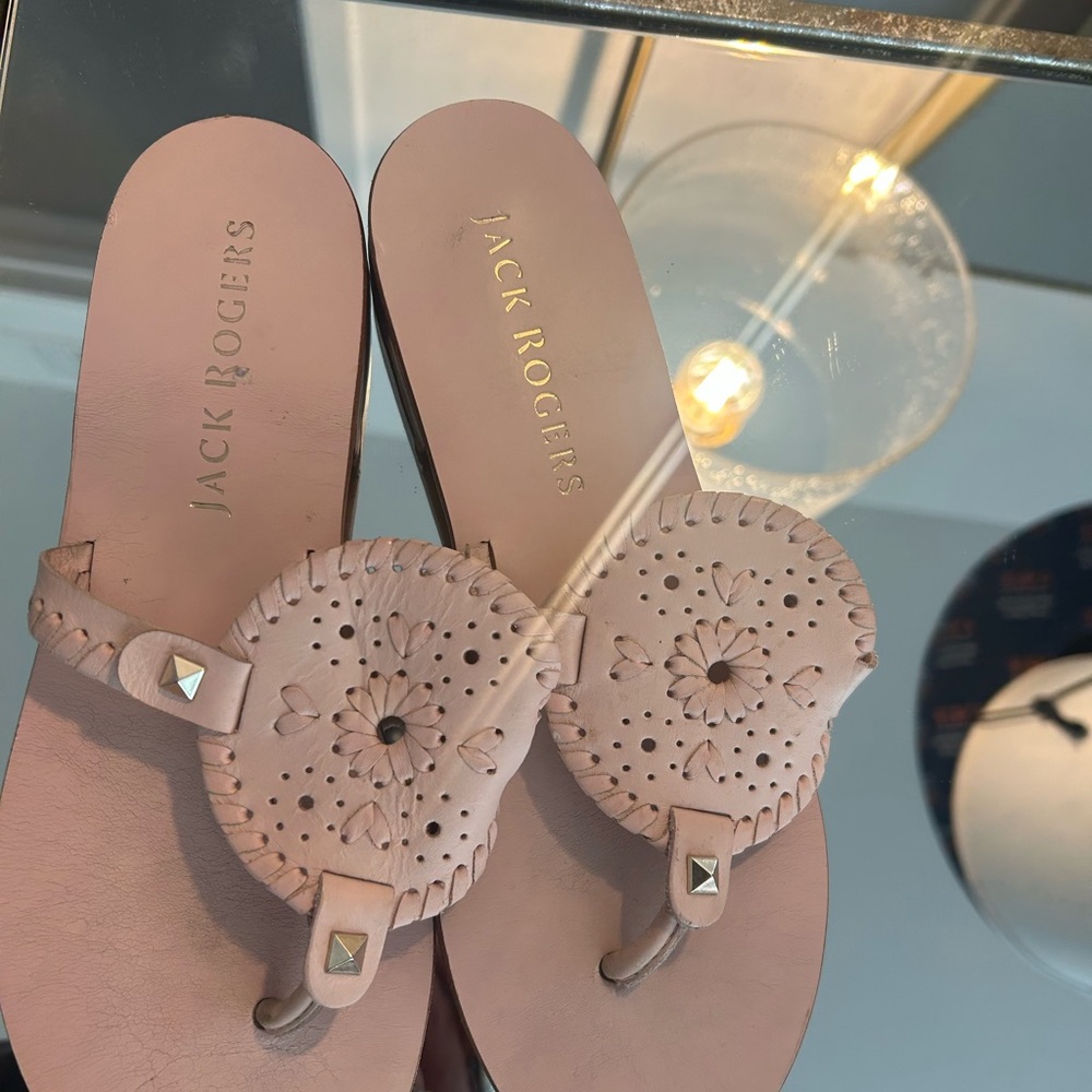Jack Rogers Blush Sandals with Gold Accents